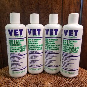New Vetoquinol Vet Solutions 4 16oz Bottles Aloe Oatmeal Dog Cat Conditioner